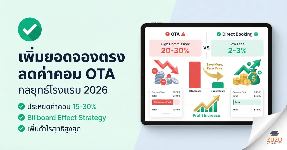 กลยุทธ์โรงแรม 2026: วิธีเพิ่มยอดจองห้องพักโดยตรง ลดค่าคอม OTA และปั้นกำไรให้โตสุดขีด